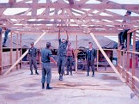 Putting up the rafters for the new mess hall