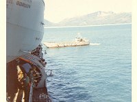 Landing craft approaching the Gordon for disembarkation at Vung Tau