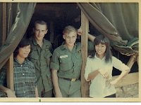 Quan Loi - 1967 - Alpha Battery - Ken Prorok on right with two hooch maids and unidentified soldier.  These women were still working as hootch maids in 1969-70